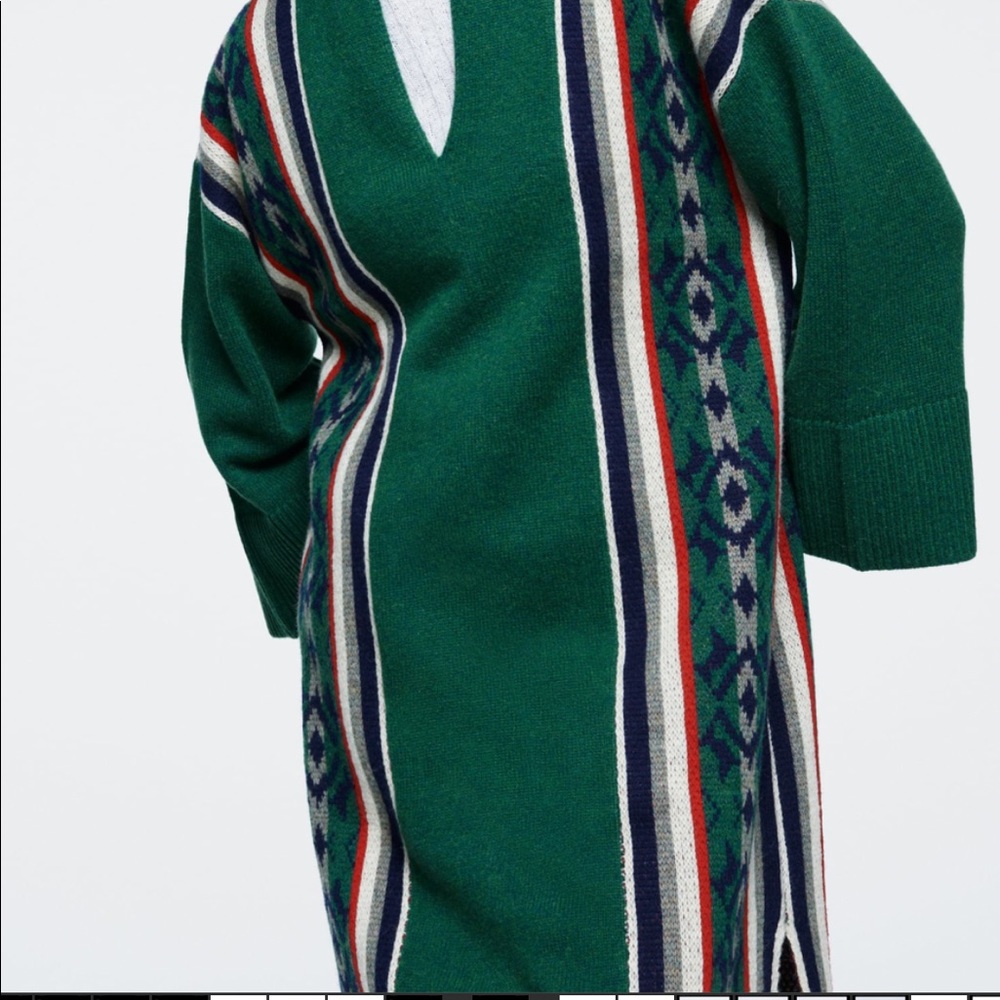 Wool blend green jacquard long tunic sweater - Picture 5 of 15